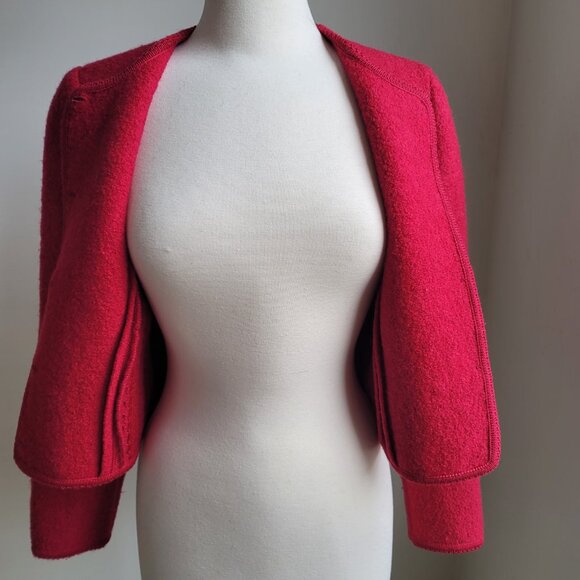 Vintage Jos. A. Bank Clothiers Pure Red Virgin Wool Silver Button Jacket Size 12 - Picture 8 of 16